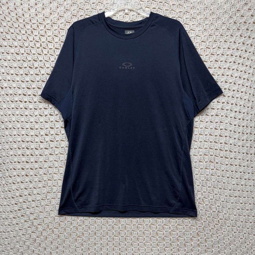 Oakley Hydrolix Shirt Mens Size M Navy Blue Performance Fit Crew Neck